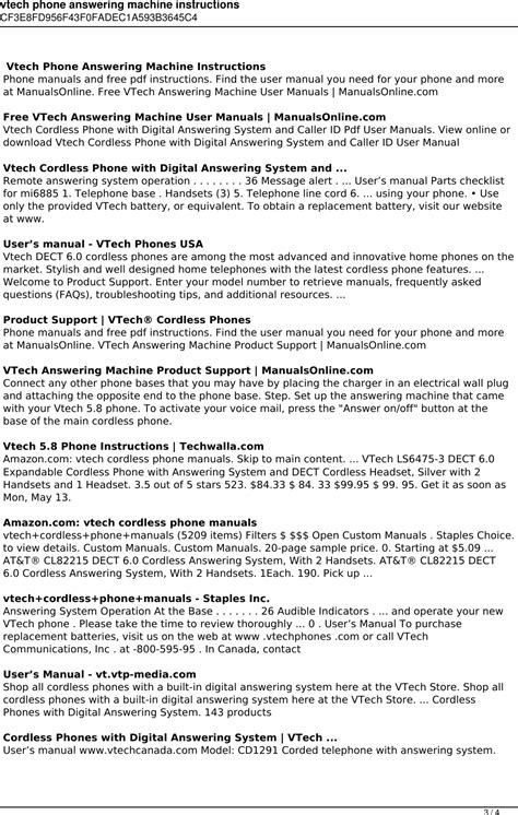 Vtech Phone Answering Machine Code