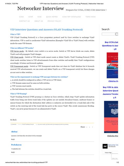 Vtp In Networking Interview Questions