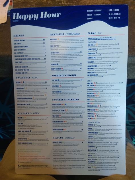 Vue Happy Hour Menu