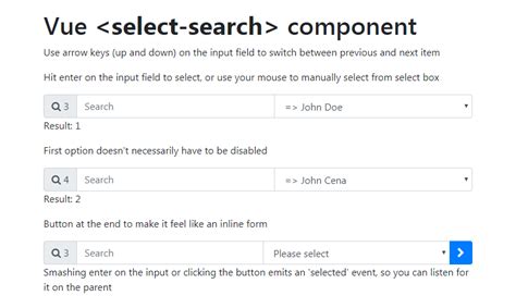 Vue Select With Search