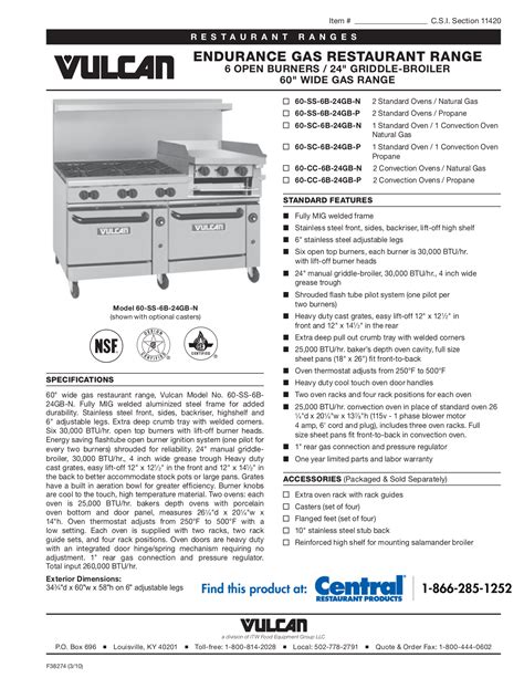 vulcan commercial stove parts