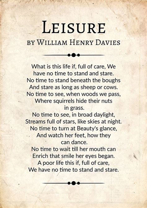 w h davies famous poems