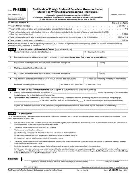 2020 IRS Form W8BEN Online Fill Out and Download The W8BEN Form