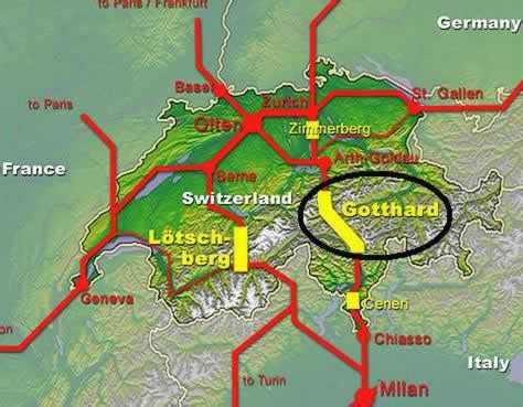 waar ligt de gotthardtunnel op de kaart