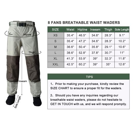 wader size guide