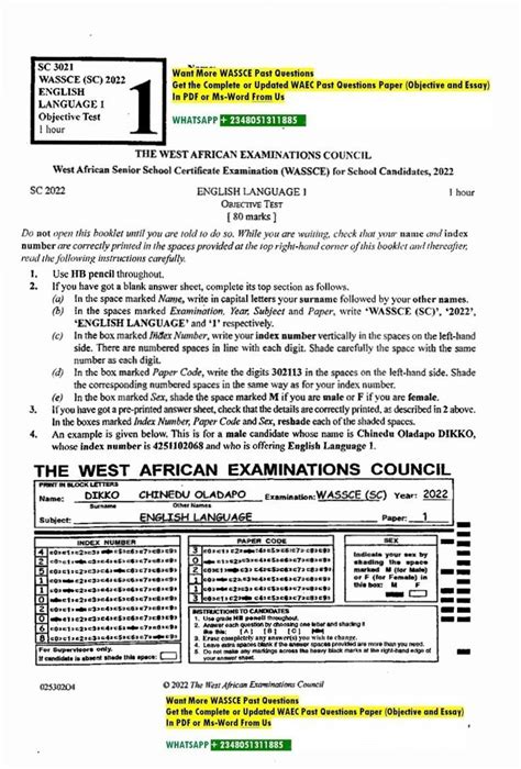 waec english oral exam questions pdf