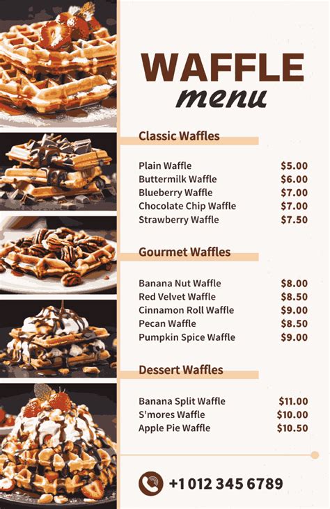 Waffle Maker Menu
