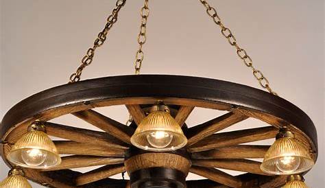 Large Wagon Wheel Chandelier with Downlights Cast Horn