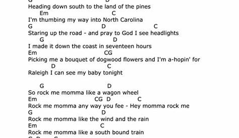 Wagon Wheel Chords And Lyrics By Darius Rucker printable