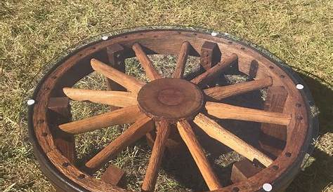 Authentic 19th Century Wagon Wheel Glass Top Coffee Table