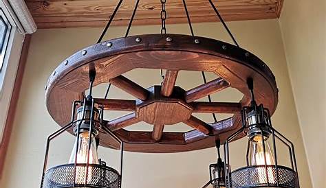 Wagon Wheel Light Fitting Fixture With Old Ropes For Hanging It Diy