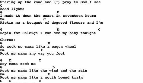 Wagon Wheel Lyrics Original Rock Me Mama Like A Handlettered Printable