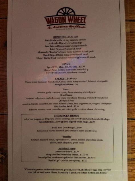 Wagon Master Menu Prices