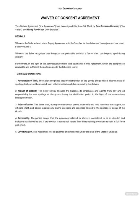 Waiver Of Informed Consent Template