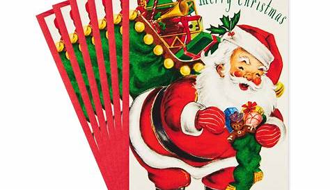 Hallmark Christmas Cards, Vintage Santa (6 Cards with Envelopes