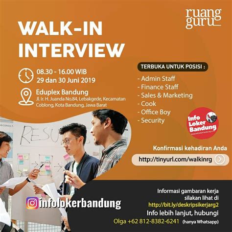Walk In Interview Ruang Guru Bandung 29 & 30 Juni 2019 Lowongan kerja