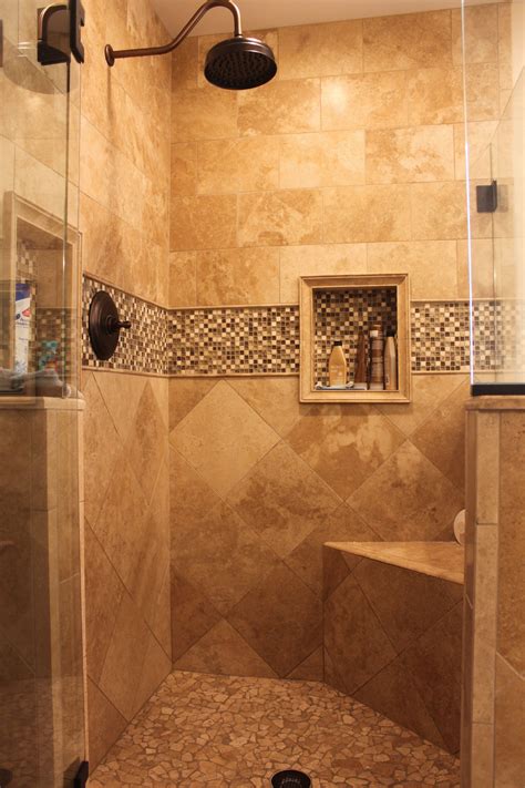 Walk In Shower With Custom Built Shower Seat And Recessed Shelf