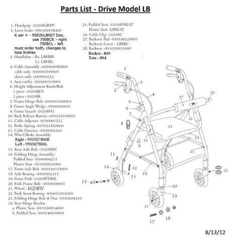 Walker Parts List