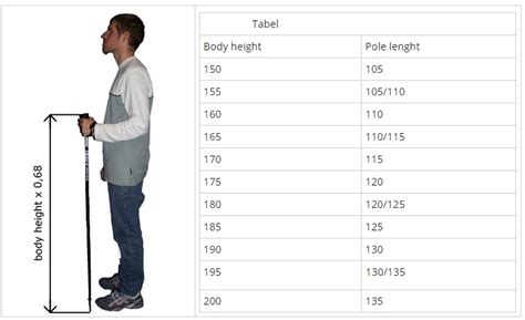 Walking Stick Sizing Chart