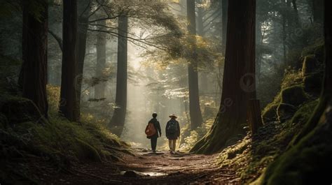 walking through the forest
