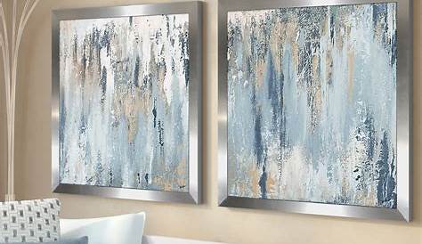 Textured Abstract Painting Wall Art - Blue & Grey - Scenario Home