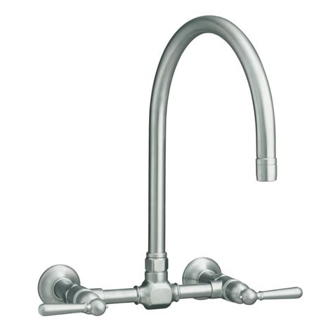 Kohler k1493 wall mount kitchen faucet with metal cross handles and
