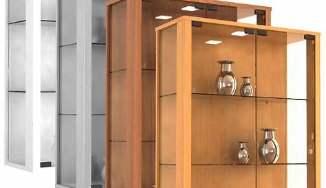Wall Mounted Display Cabinet Glass Led Lights Locks Size