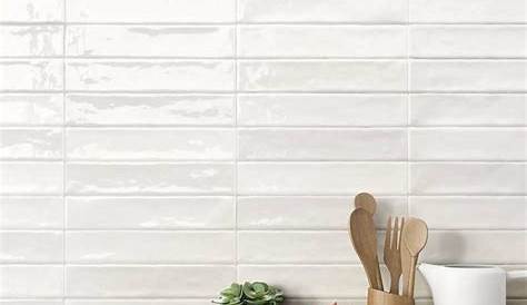 Johnson Tiles Bevel Brick White Gloss Glazed Ceramic Wall Tile Tile