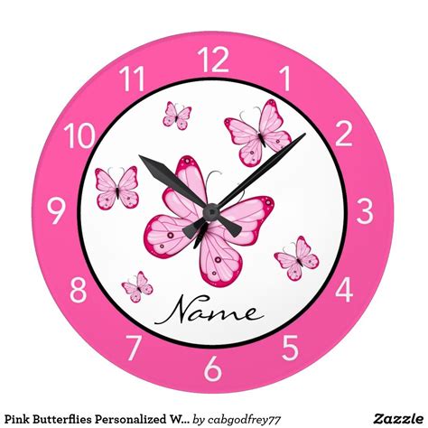 Wall Clock Pink Butterflies