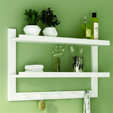 Wall Mount Shelf With Hooks