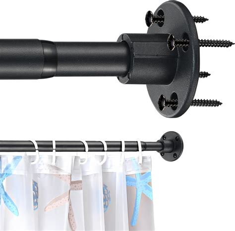 Wall Mount Shower Rod Black