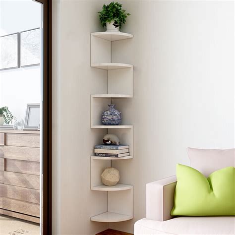 Wall Mounted Corner Bookshelf