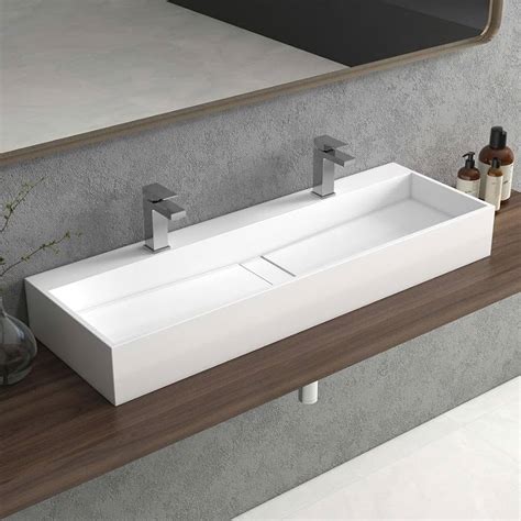 Wall Mounted Double Trough Sink