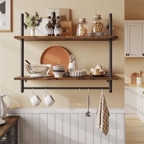 Wall Mounted Floating Kitchen Shelves