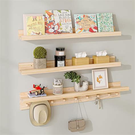 Wall Shelf With Hooks And Picture Frames