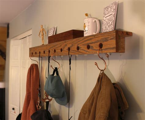 Wall Shelf With Hooks Distressed