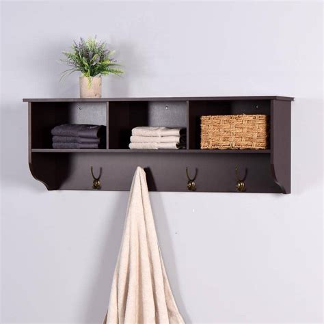 Wall Shelf With Hooks Espresso