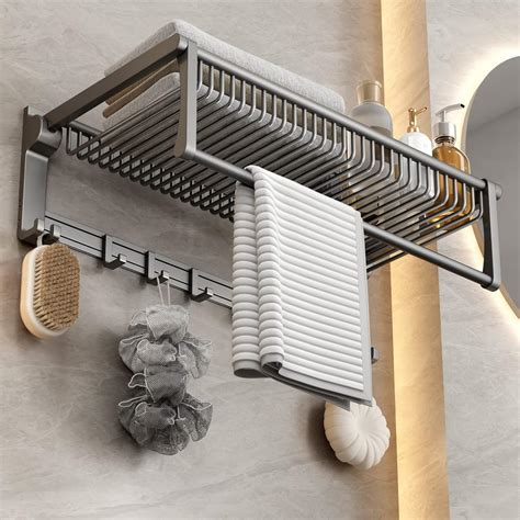 Wall Shelf With Towel Hooks