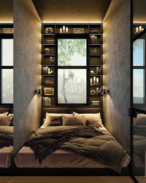 Wall-mounted shelves and hooks for bedroom storage