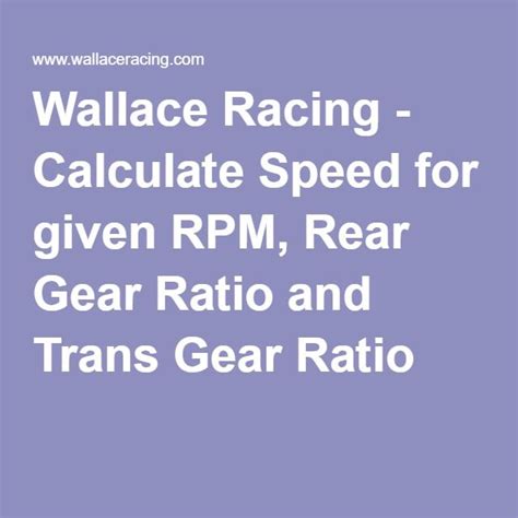 wallace gear ratio calculator
