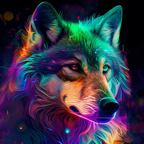 Wallpaper Rainbow Wolf