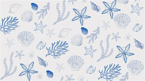 Wallpaper Seashells Blue