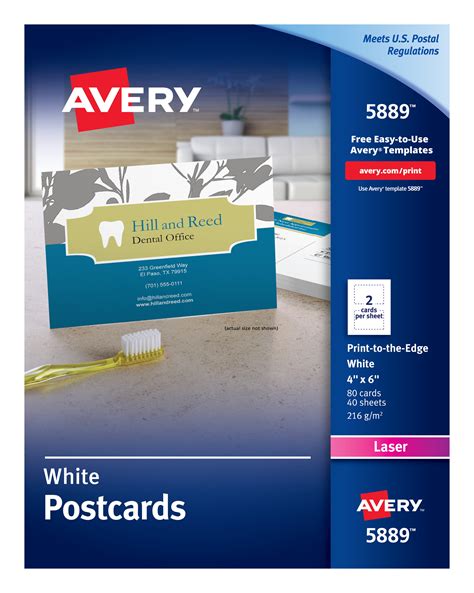 Avery Postcards, Glossy, TwoSided Printing, 51/2" x 41/4", 100 Cards