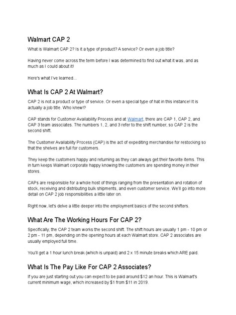 Walmart Cap 2 Description