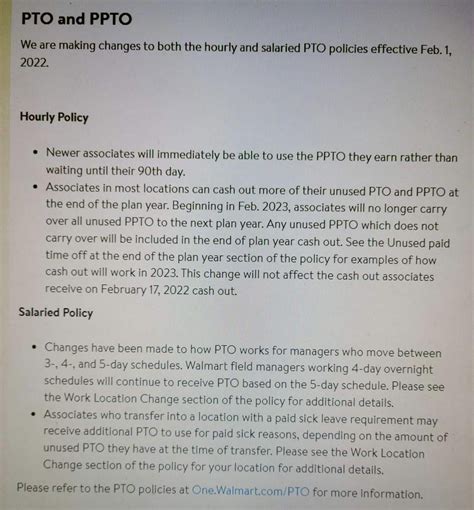 walmart ppto policy