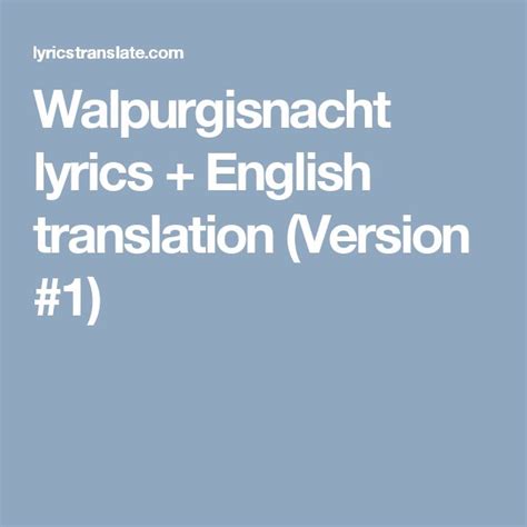 walpurgisnacht lyrics english