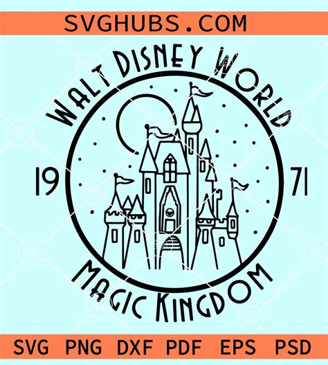 Walt Disney World Castle Magic Kingdom 1971 Cute SVG PNG DXF Etsy
