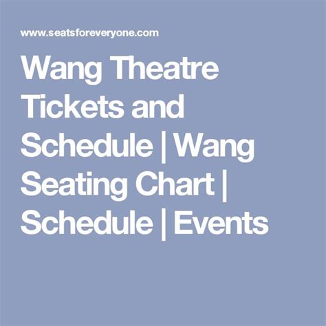 wang theater events schedule