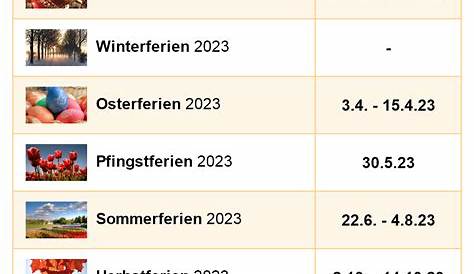 Ferien Baden-Württemberg 2023 - Übersicht der Ferientermine