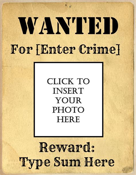 wanted poster template free online